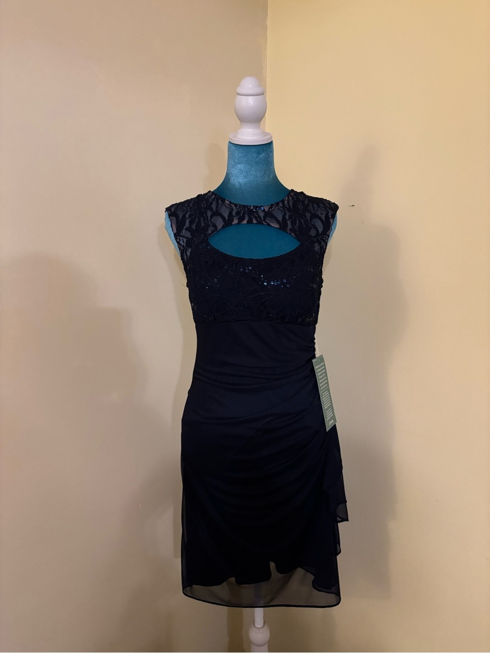 Black Lace Keyhole Mini Dress